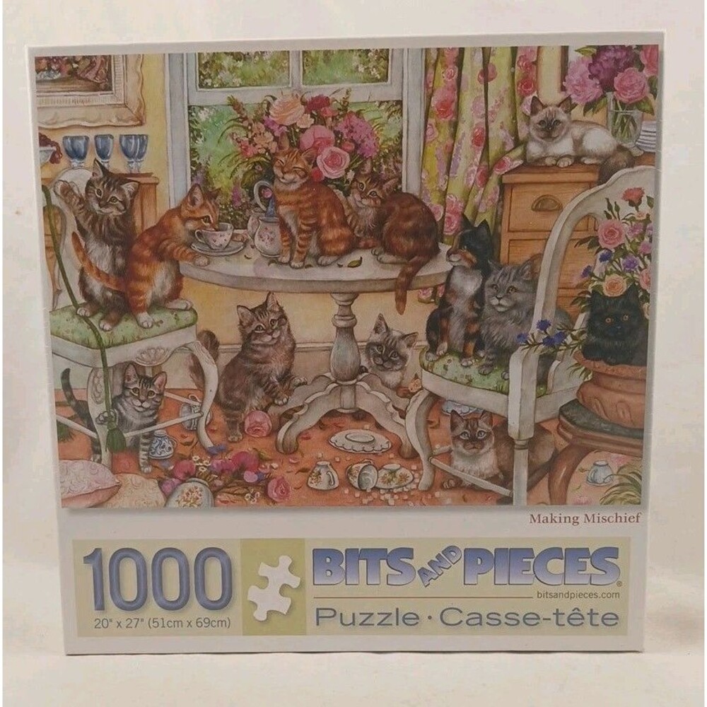 Bits and Pieces 1000 Piece Jigsaw Puzzle-"MAKING MISCHIEF"-Cats-NEW/SEALED!
